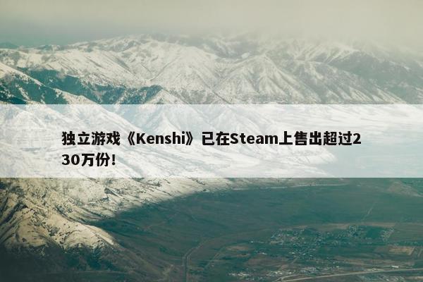 独立游戏《Kenshi》已在Steam上售出超过230万份！