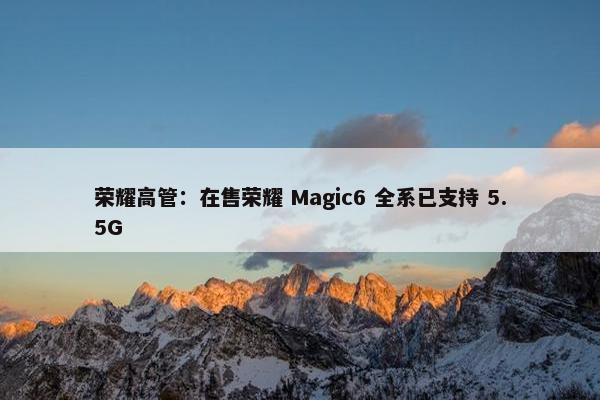 荣耀高管：在售荣耀 Magic6 全系已支持 5.5G