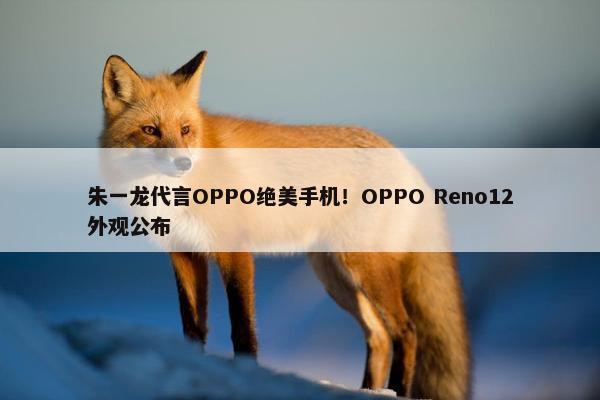朱一龙代言OPPO绝美手机！OPPO Reno12外观公布
